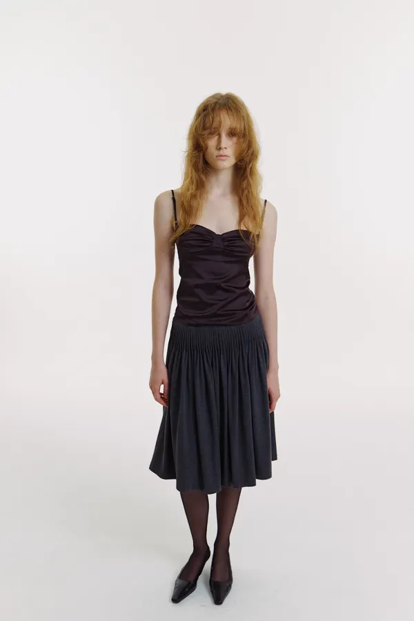 Liv Satin Cami Top in Dark Brown