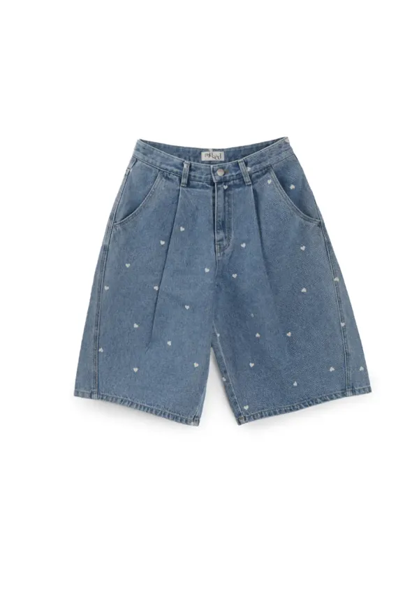 Mused Heart Bleach Bermuda - Blue