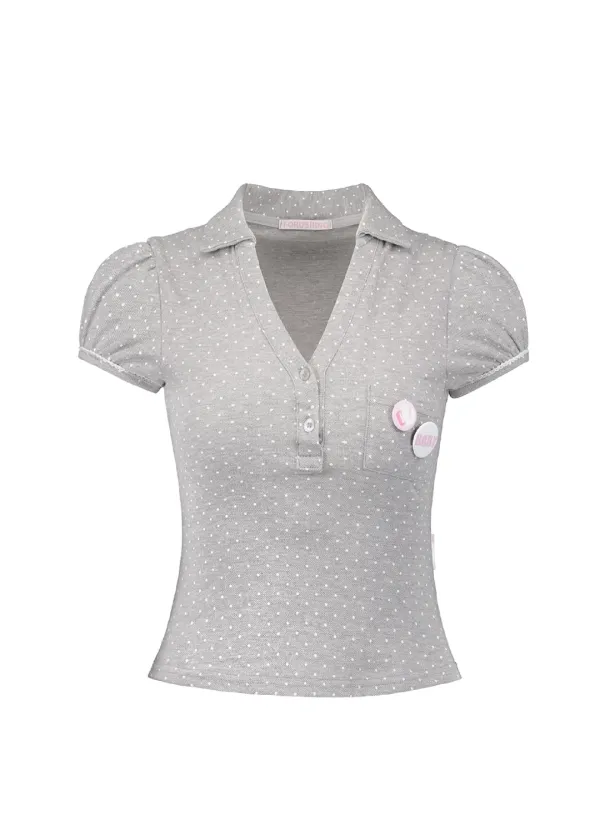 SUGAR CLUB PK SHIRT [GREY DOT]