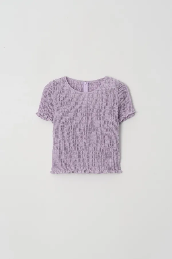 Smocked Sleeve Blouse (purple)