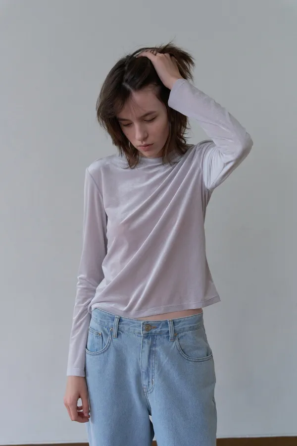 SOFT TERRY-VELVET T-SHIRT_MID GREY