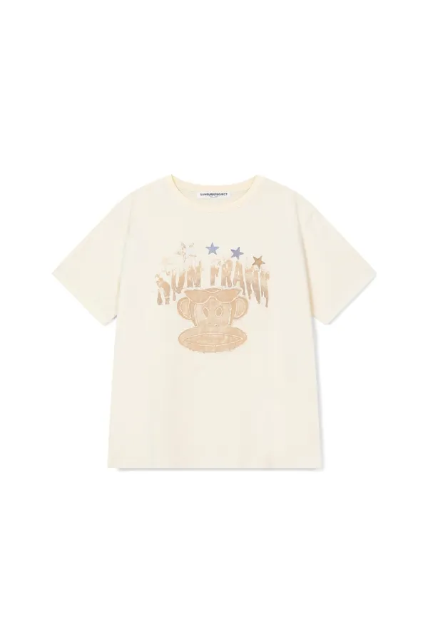SUNBURN X PAUL FRANK OVERFIT T-SHIRT, IVORY