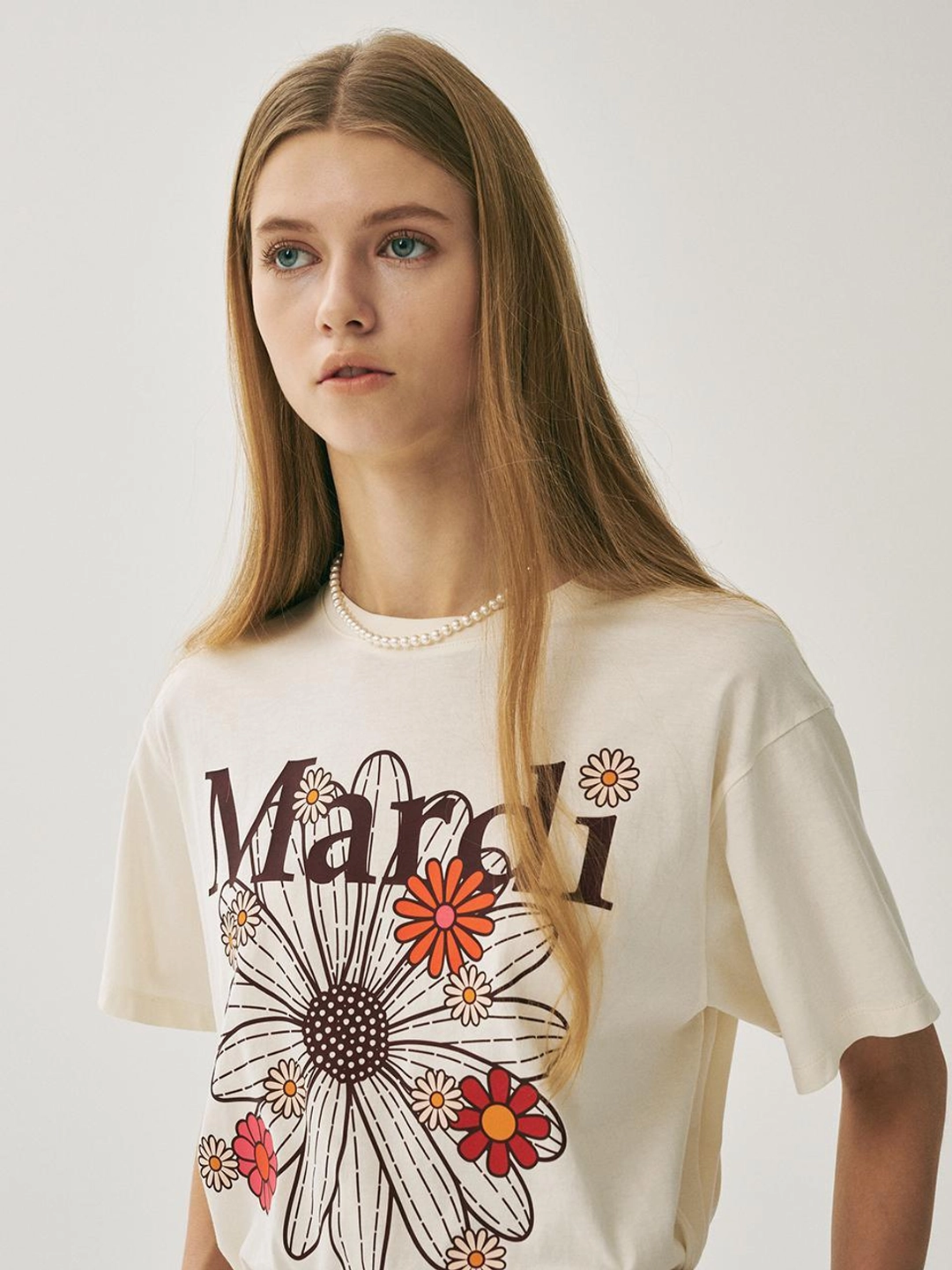 마르디 메크르디 [6/1 순차배송] TSHIRT FLOWERMARDI BLOSSOM_CREAM BURGUNDY 상품 이미지 2