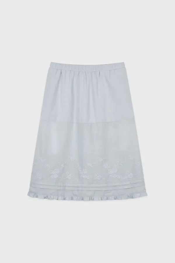 Rose Cotton Skirt (Light Blue)