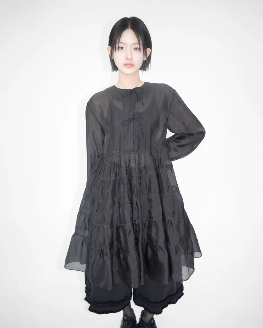 유노이아 silky ribbon long blouse 상품 이미지 2