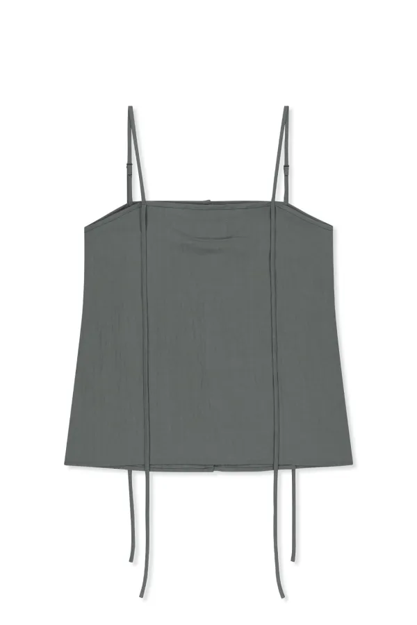 BUTTON SLEEVELESS BLOUSE IN GREY