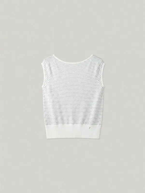 MARINA CAP SLEEVE U NECK KNIT - IVORY GRAY마리나 캡 슬리브 유넥 니트