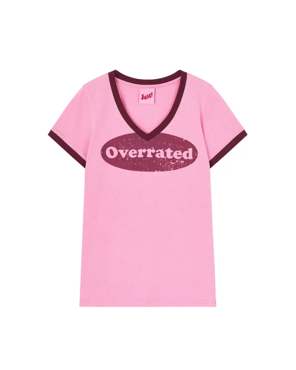 VINTAGE V-NECK RAGLAN TEE, PINK