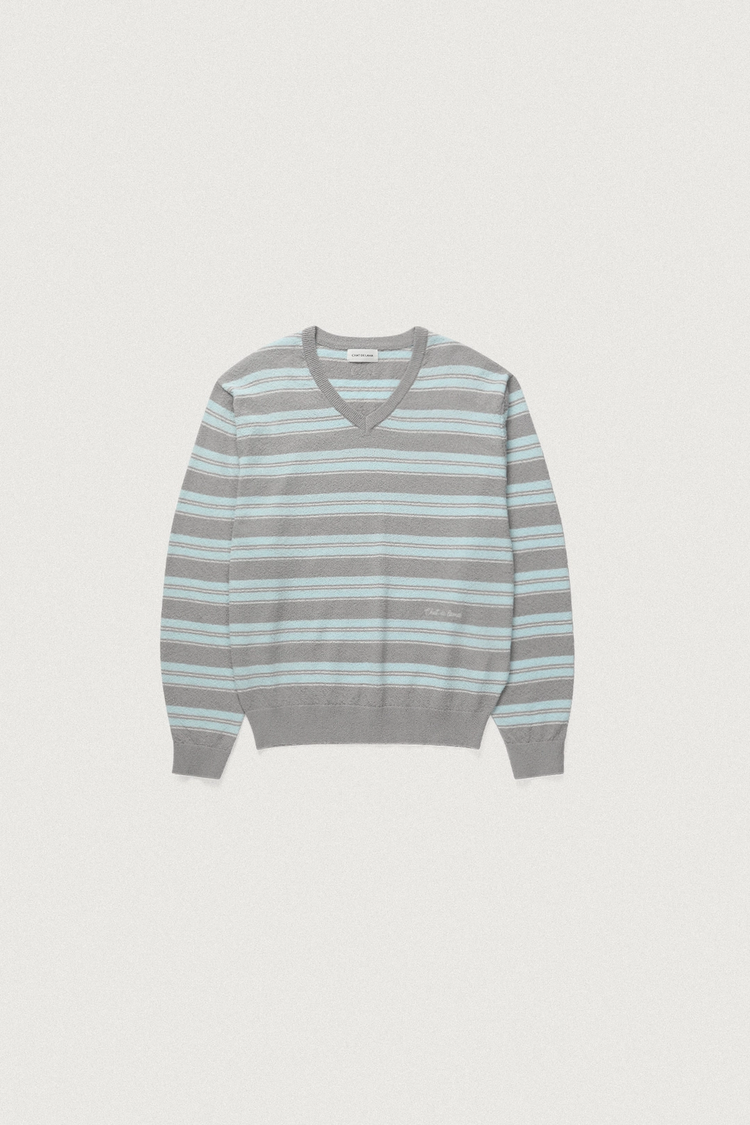 샤드라마 CREAMY STRIPE V-NECK KNIT [GRAY] 상품 이미지 1