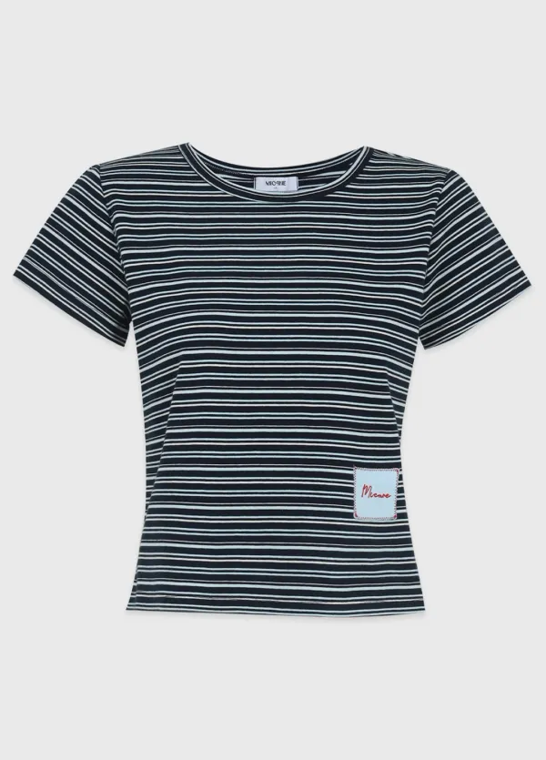  [44-120]  Ravine-Stripe Minimal Tee  라빈-스트라이프 미니멀 티 (여름-티셔츠-데일리룩-캐주얼룩-데이트룩-라운드넥-세미기장-스트라이프-캐주얼-빅사이즈-자체제작) 