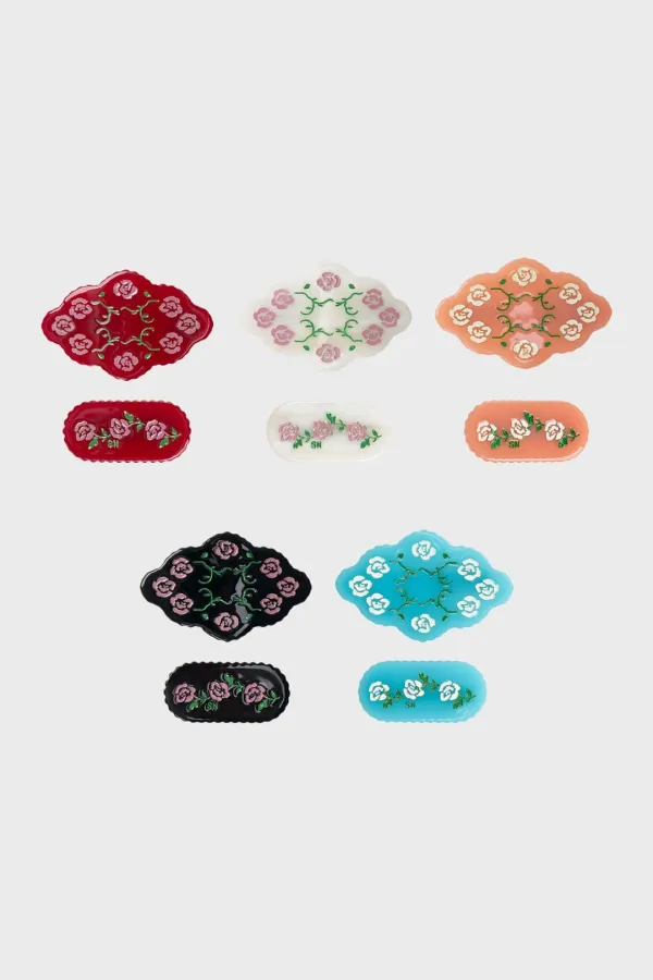 Rose Scalloped Hairpin Set (5 COLORS)