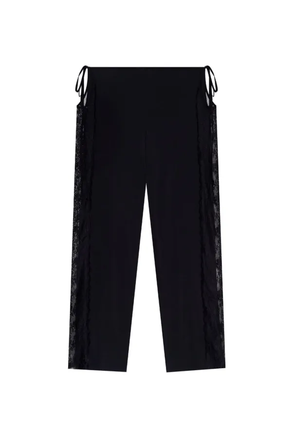 LACE PANEL TIE-UP PANTS (BLACK)