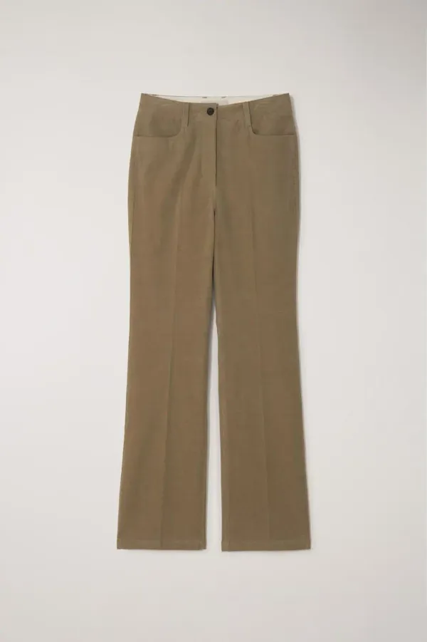 70S SEMI-FLARE CORDUROY SLACKS BEIGE