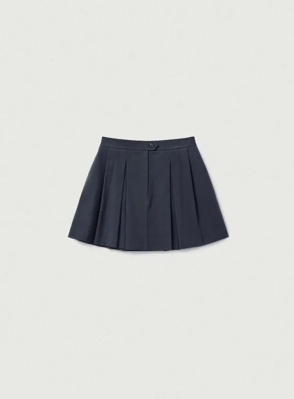 Wael Pleats Mini Skirt_Navy