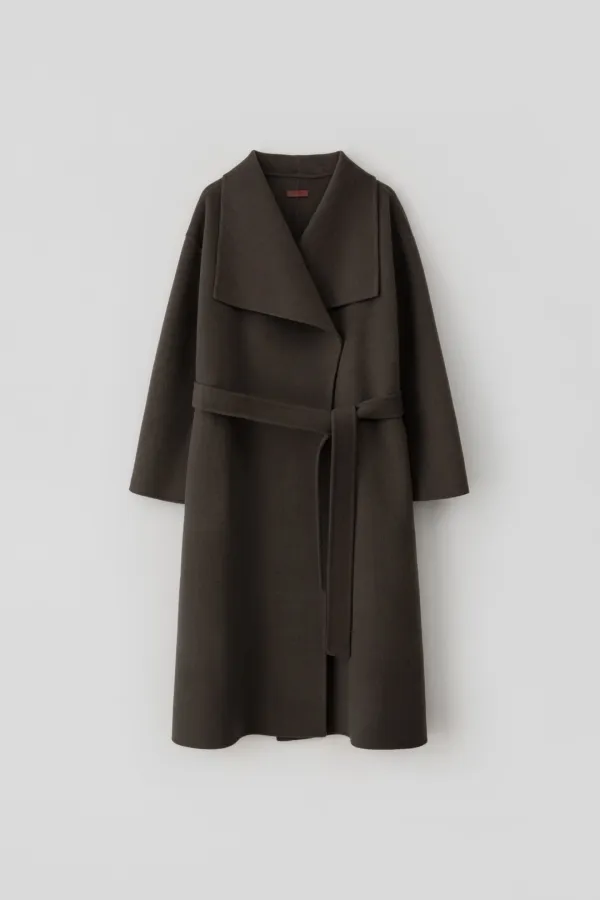 Drape Neck Coat_Brown