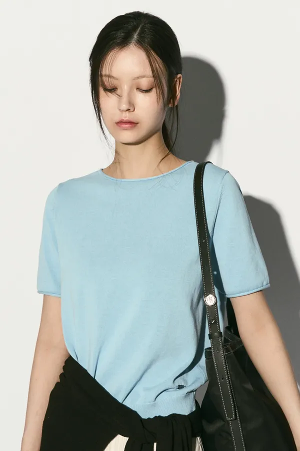 HALF SLEEVE KNIT TOP CLOUD