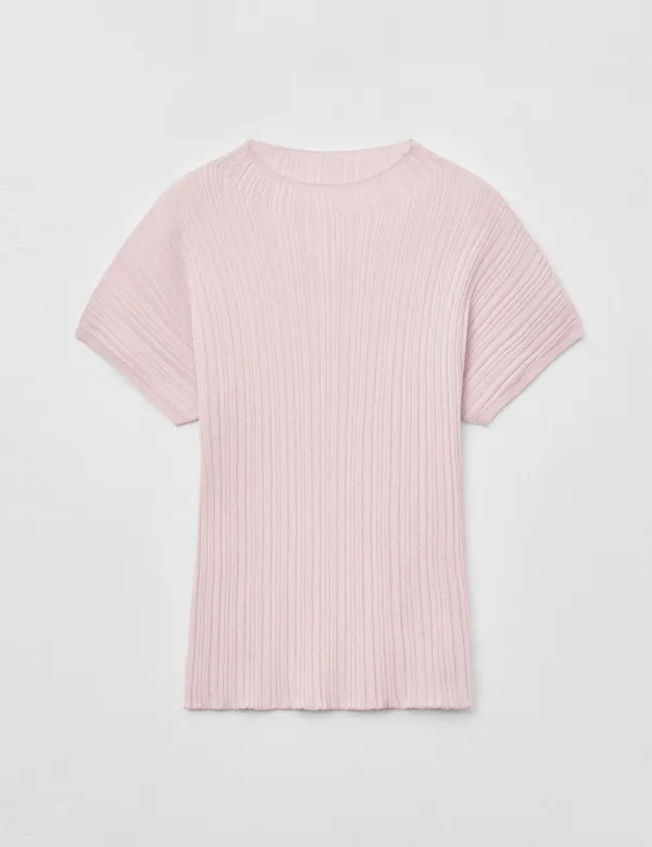 홀가먼트 하프넥 플리츠 니트 탑 베이비핑크 MDKT107BABYPINK