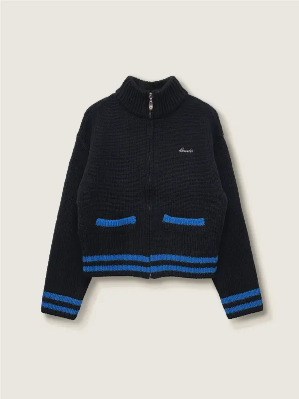 Bicolor zip-up knit (블랙)