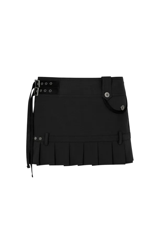 RUE BELTED MINI SKIRT black