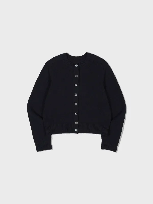 Crewkneck Knit Cardigan_Black Navy