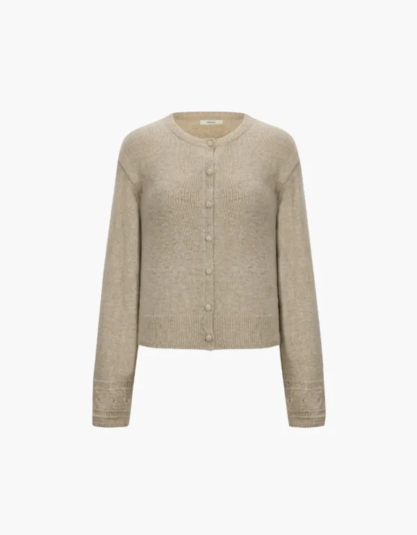 jacquard point cardigan - oatmeal