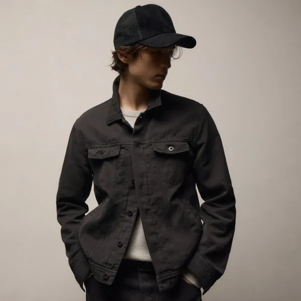 Cotton Linen Twill Trucker Jacket - Magma Pigment