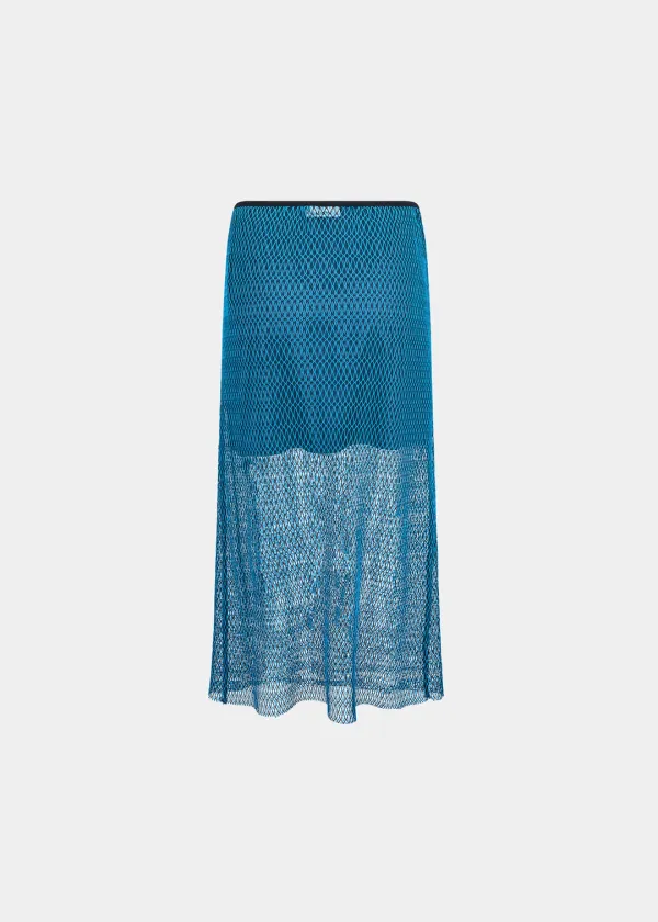 W JAPANESE CRAFT KNIT MESH SKIRT - BLUE