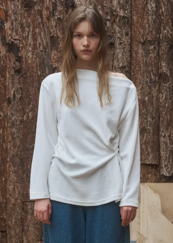 Nero one shoulder long sleeve (white)