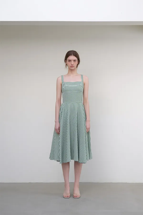 체크 아일릿 원피스 Fitting