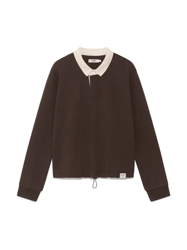 G CONTRAST POLO LONG SLEEVE (BROWN)