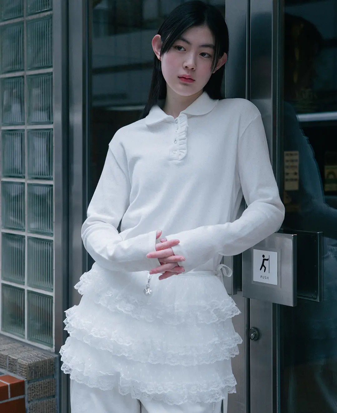 오헤시오 cancan lace ribbon wrap skirt (white) 상품 이미지 2