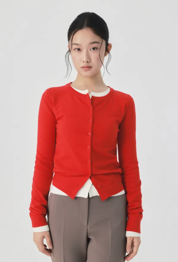 Sepia Round Cardigan (Red)