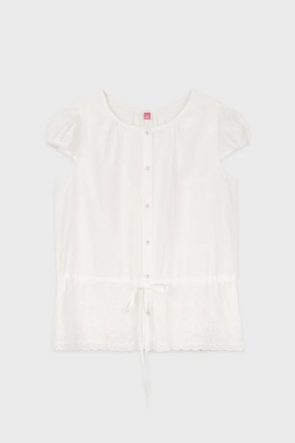 Eyelet Layered Blouse (White)