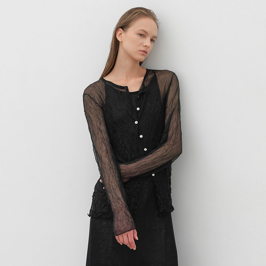 아뜰리에 나인 (CD-2193)SHEER WRINKLE KNIT CARDIGAN 상품 이미지 2