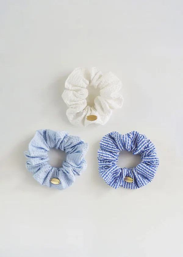 [3set] mini seersucker scrunchie