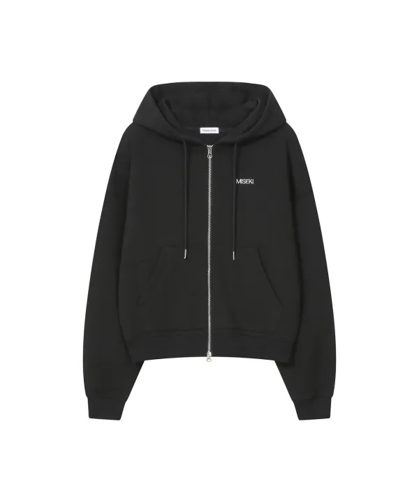 KIBON pocket zip-up hoodie BLACK