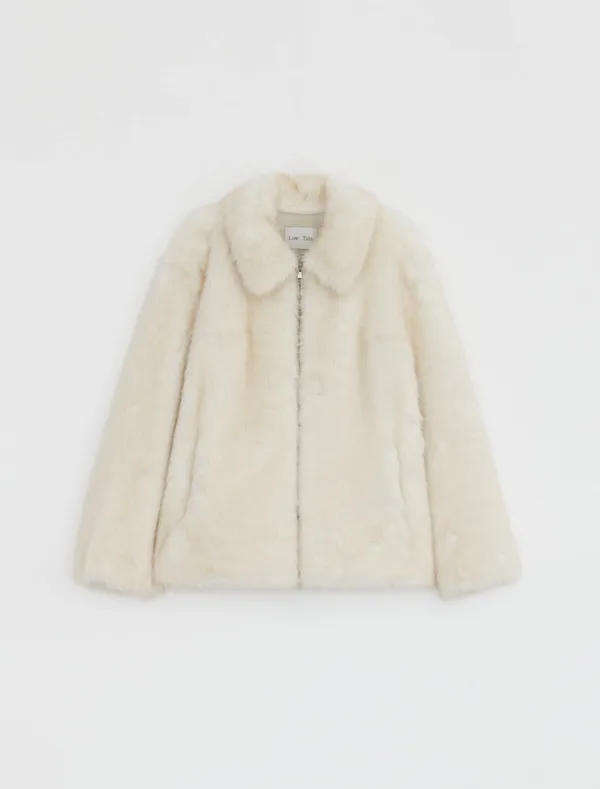 MINIMAL FUR COLLAR COAT [LIGHT BEIGE]
