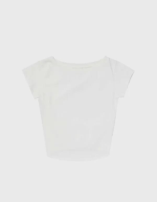 BOAT NECK BANDING T-SHIRT / White