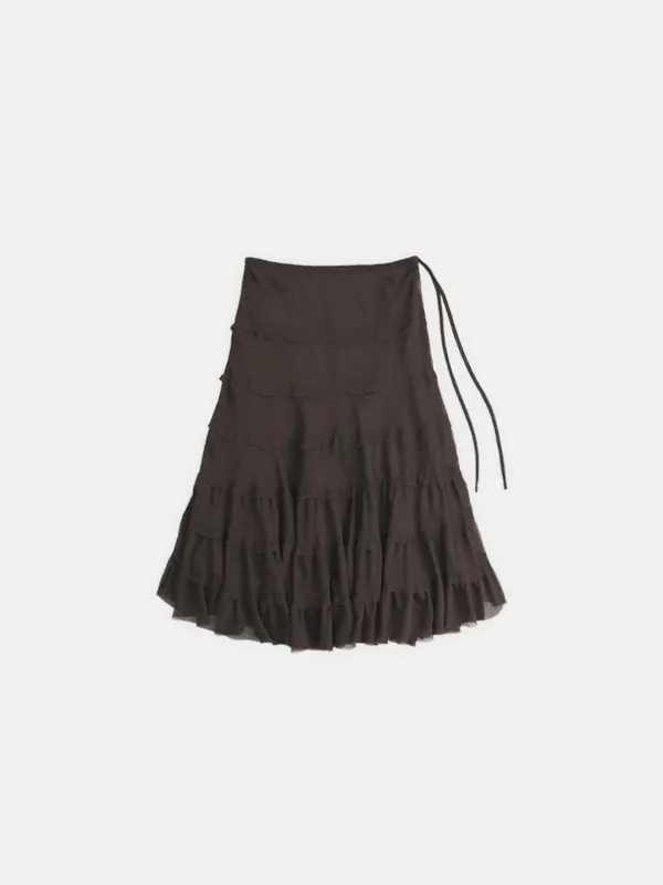 ✲4TH NORA SHIMMERING SKIRT NUT BROWN