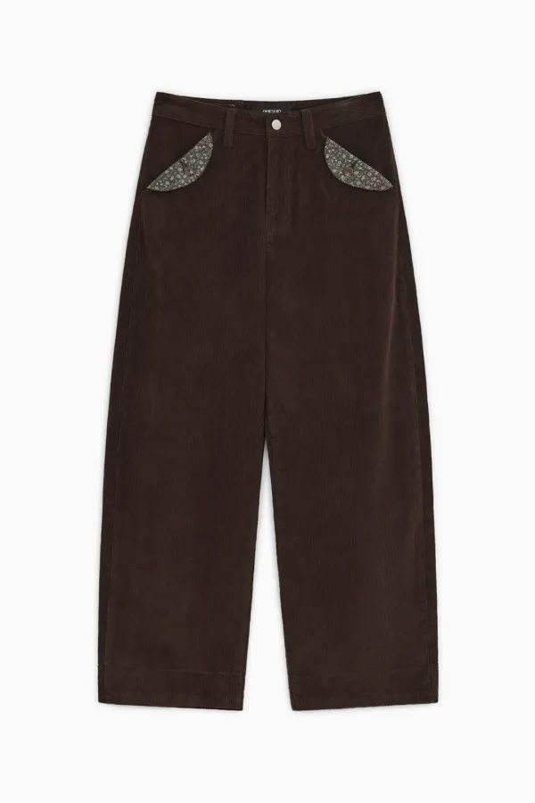 [10/6 SOON] CORDUROY FLORAL POCKET PANTS, BROWN