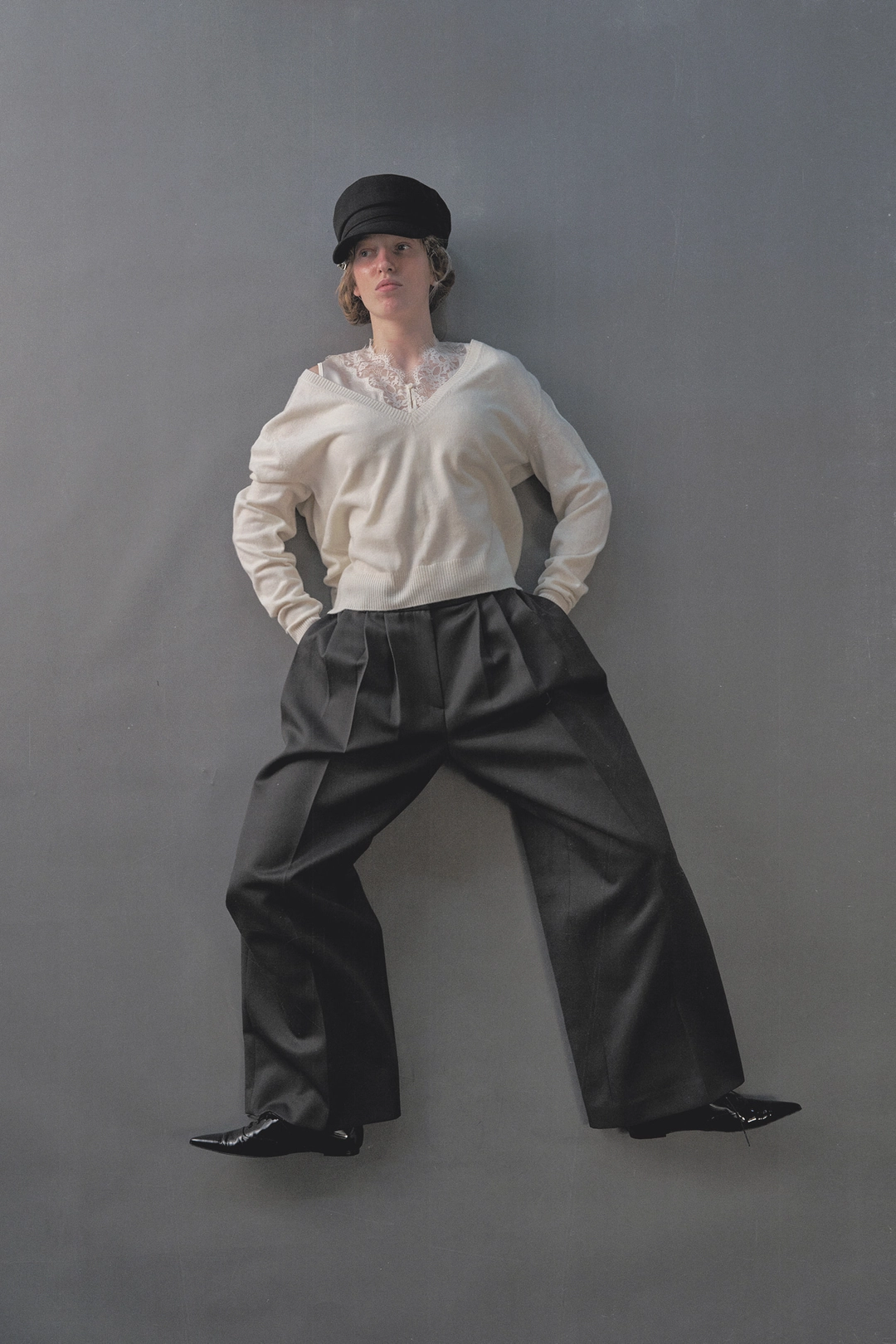 푸쉬버튼 PF26 GRAY PLEATED LOOSE-FIT PANTS 상품 이미지 1