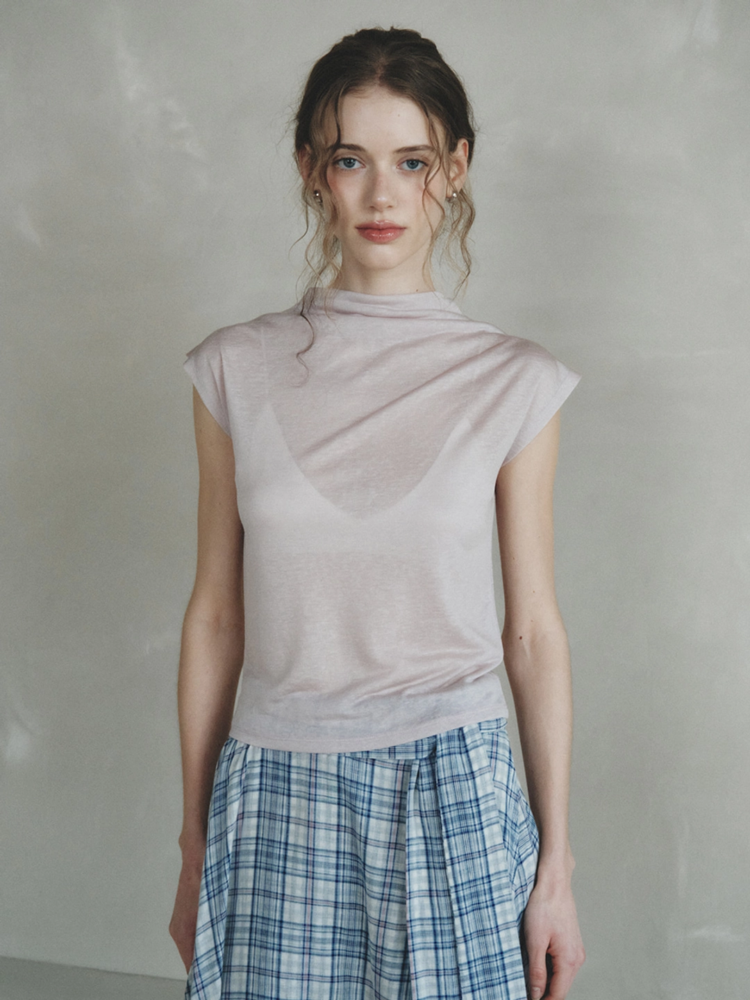르니나 MARGARET half turtleneck T-shirt_pink (6/2 예약배송) 상품 이미지 2
