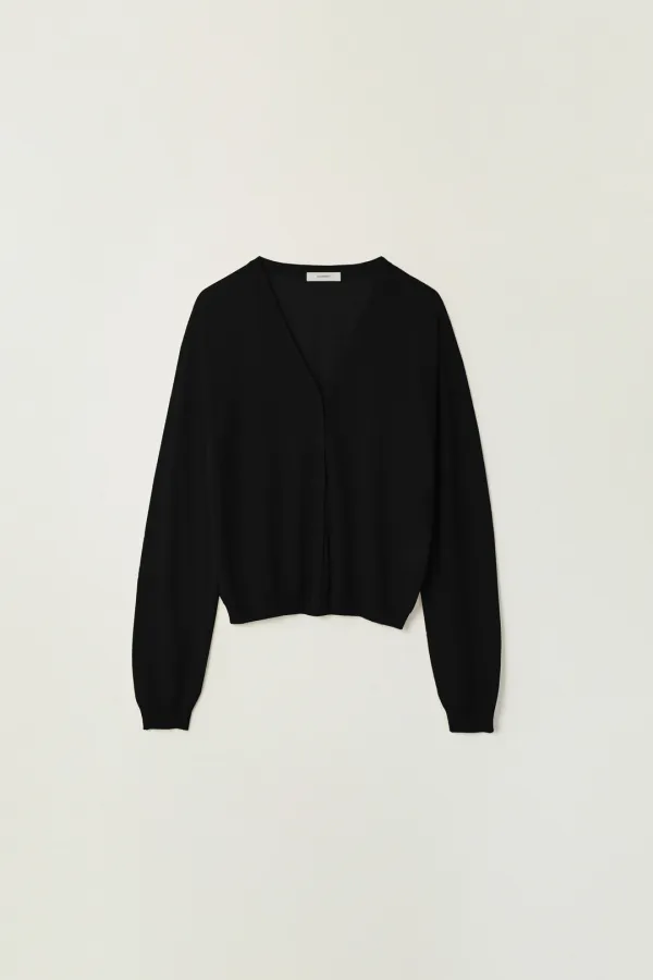 ALEAH WHOLEGARMENT LINEN CARDIGAN_BLACK