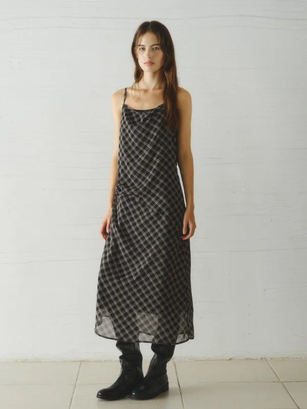 RAY layered check dress_black
