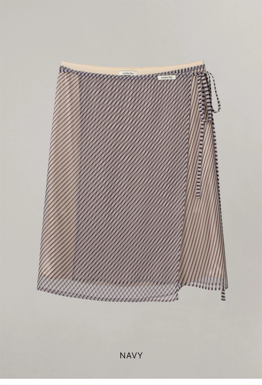 오버듀플레어 STRIPE WRAP SKIRT_NAVY 상품 이미지 1