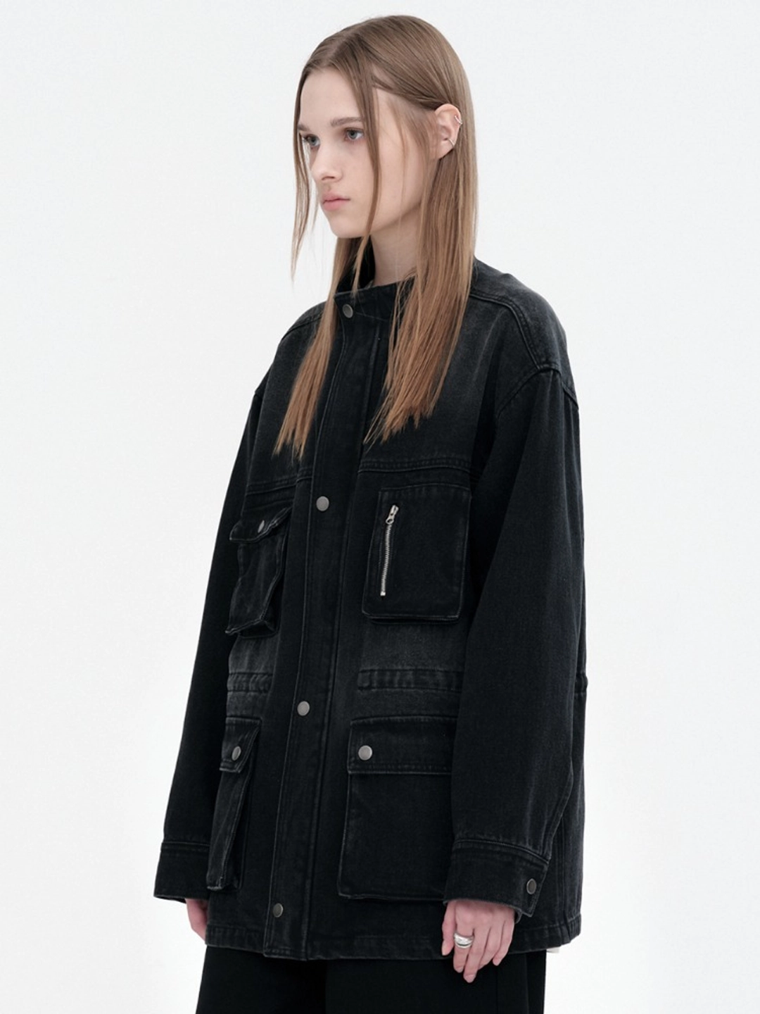 밀로 우먼 Denim Over Work Jacket [Black] 상품 이미지 2