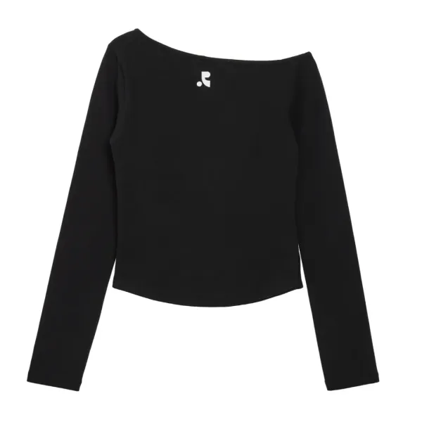 ONE SHOULDER LONG SLEEVE TOP - BLACK