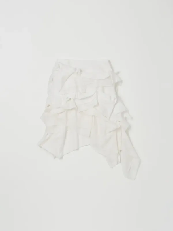 (EXCLUSIVE) RUFFLE MIDI SKIRT IN OFF WHITE