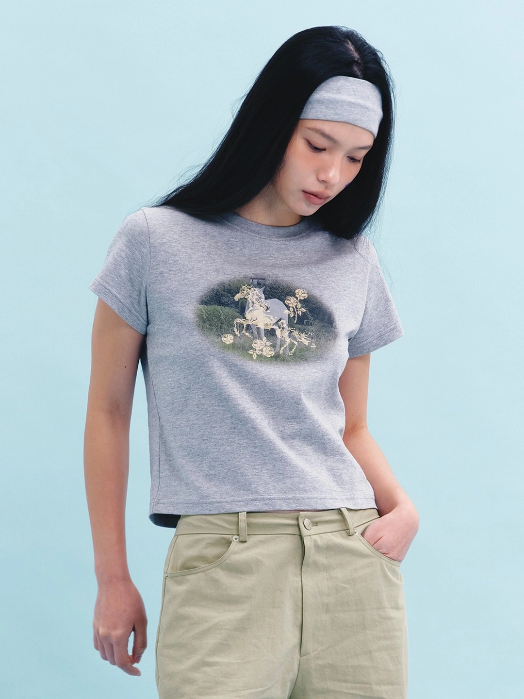 마가린핑거스 ROSE PONY T-SHIRT (MELANGE) 상품 이미지 2