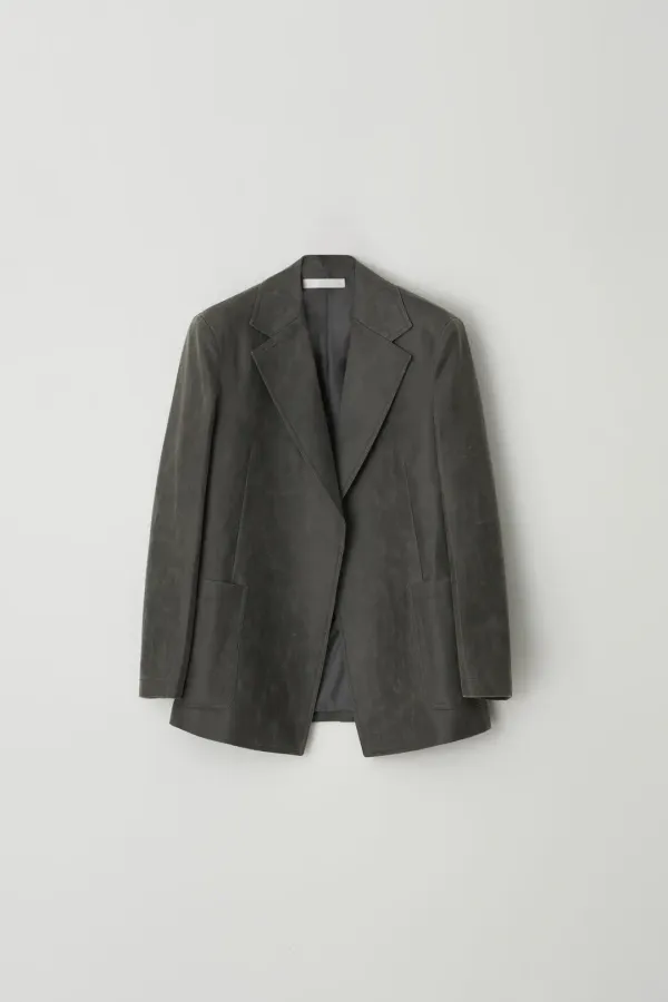 SINGLE OUT POCKET SUEDE JACKET_CHARCOAL